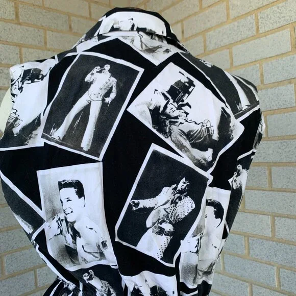 Vintage 1980’s The King Elvis Presley Photoprint Cotton Custom DRESS 1950s Style